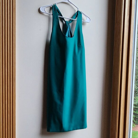 J. Crew Teal Cross Back Shift Dress Size 0 - Picture 4 of 16